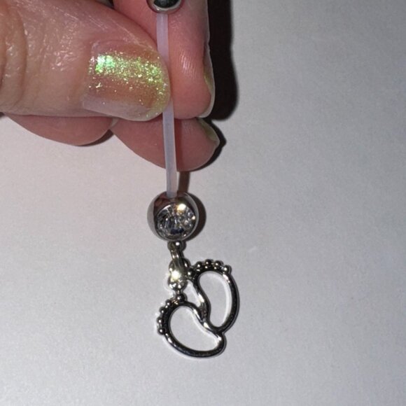 Clear Gem Little Feets Pregnancy Belly Ring - Picture 6 of 8